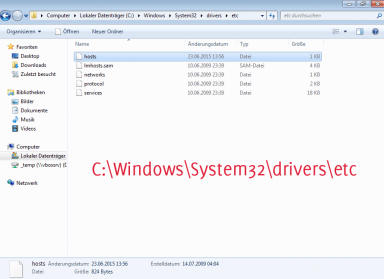 Hosts Datei unter Windows 7  editieren - SpreeWebdesign.de