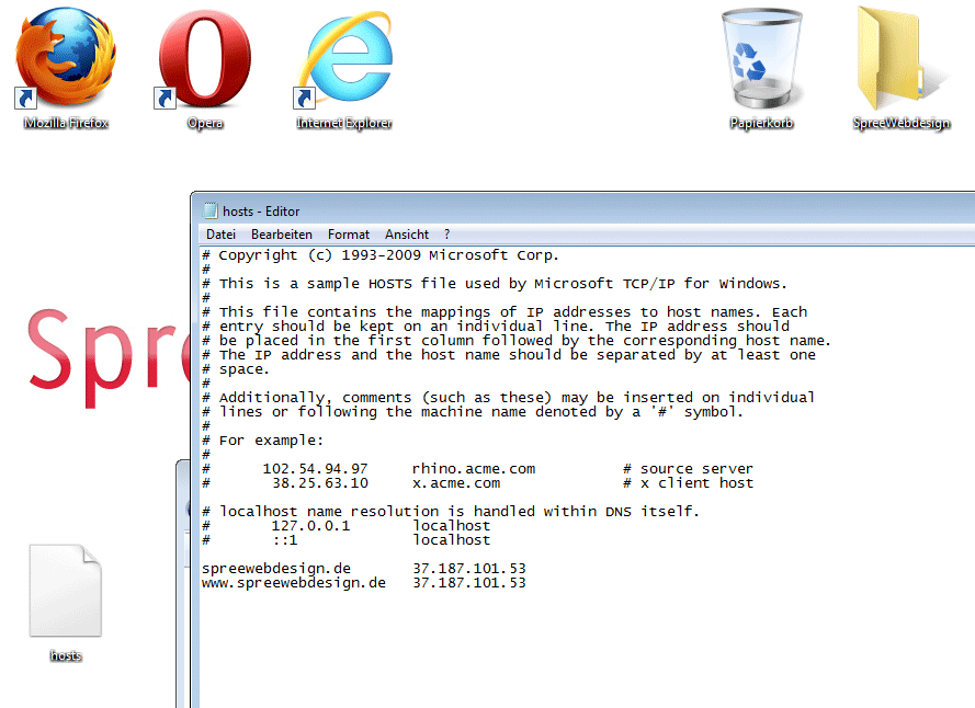 Hosts Datei unter Windows editieren